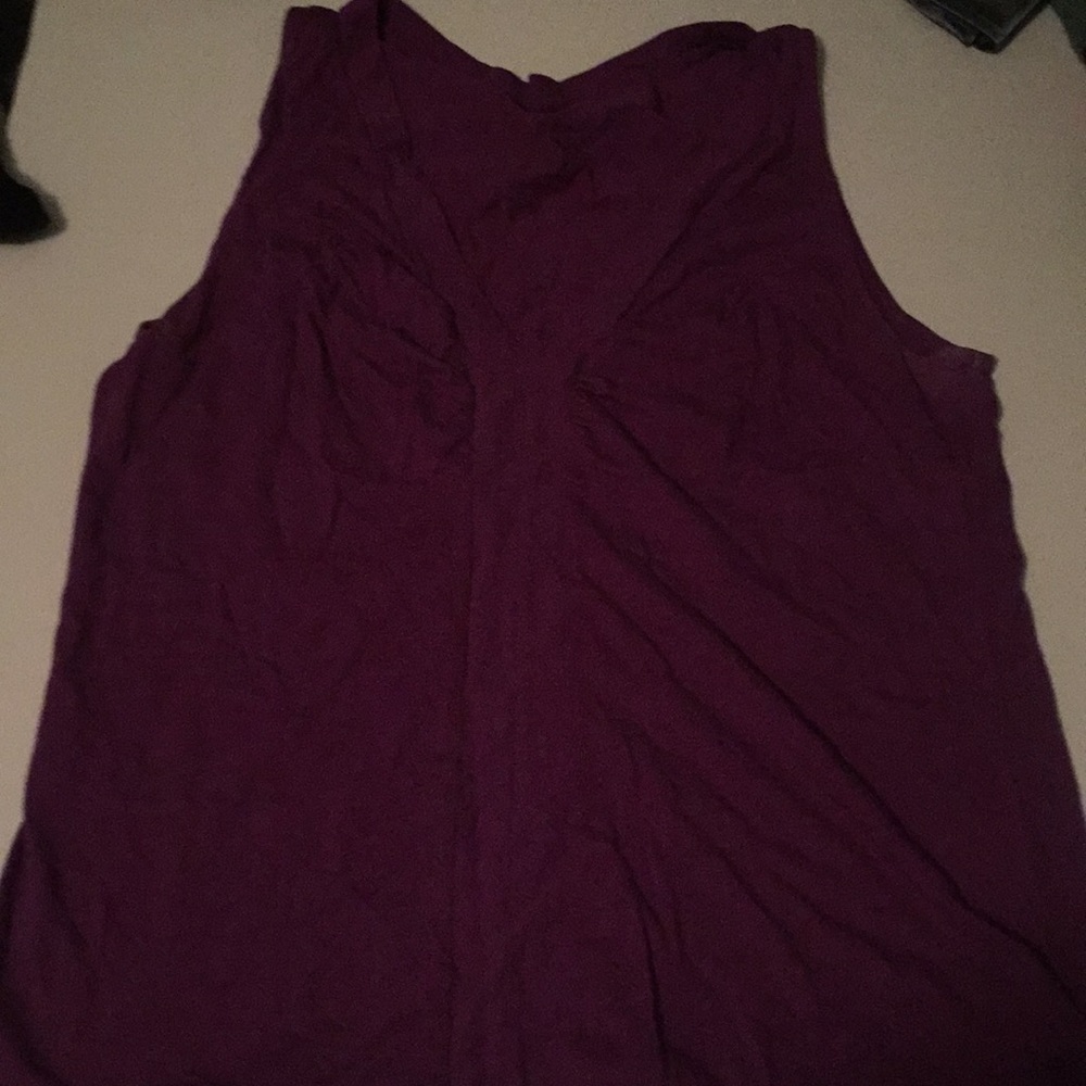 New York & Company Purple Tank Deep V Neck